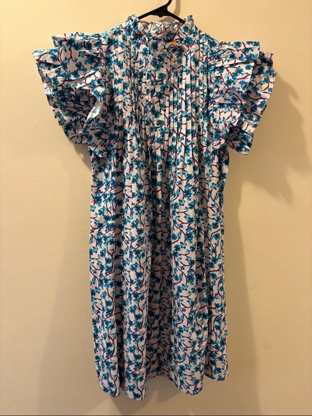 Oliphant - Tuckernuck - NWT Blue Floral Ruffle Sleeve Dress - small